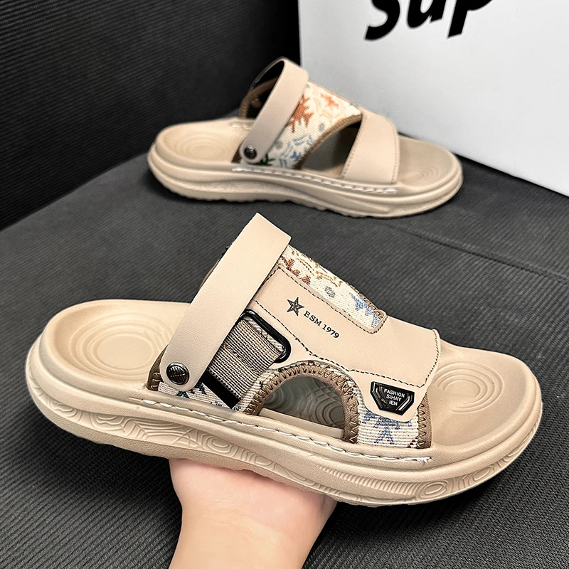 Non-odor men home slippers fresh material, good air flow, anti-slip slides for all day indoor summer wear