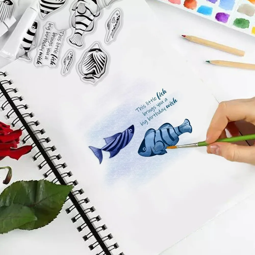 Sea World Marine Fish Clear Stamps for Card Making Decorative Tropical Fish Transparent Silicone Stamps for DIY Scrapbooking