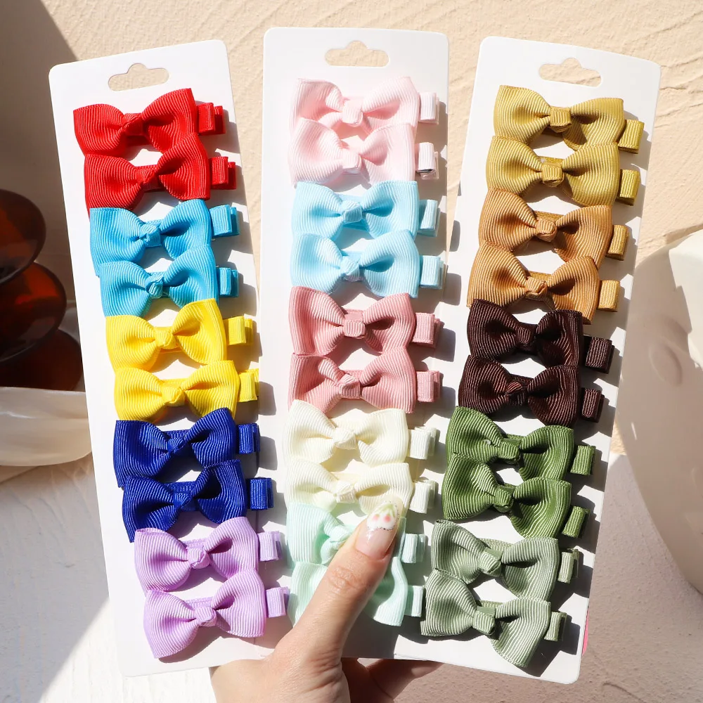 10Pcs/Set 2\'\' Colorful Bows HairClips For Baby Girls Ribbon Handmade Bowknot Hairpins Barrettes Headwear Hair Accessories