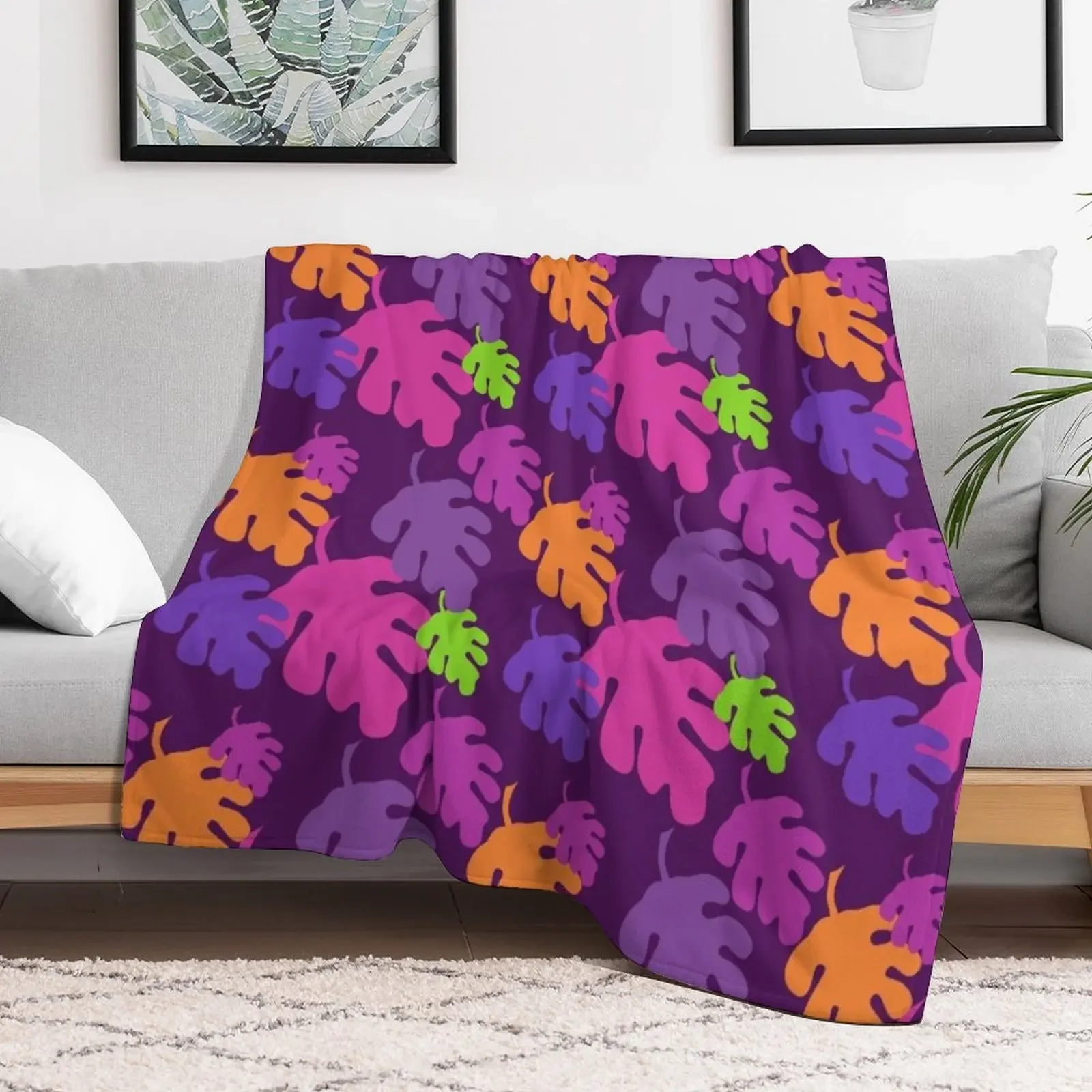 It's Raining Leaves (Funky Colour Splash Oak Edition) Throw Blanket Large Plush Plaid on the sofa Blankets