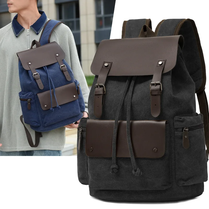 Large-Capacity Retro Backpack - Laptop-Friendly, Stylish Unique Design, Drawstring & Flip-Top, Fit for Travel & School
