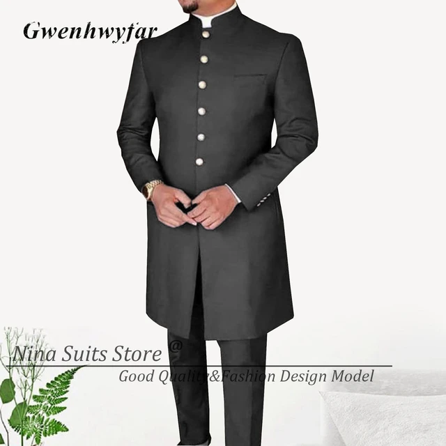 G N Costume Africain pour Homme Veste Longue Gris Elegant levent Dores GroomTIME ix Formel Tuxedos Masculins 2 Pieces Nouveau 2024 AliExpress