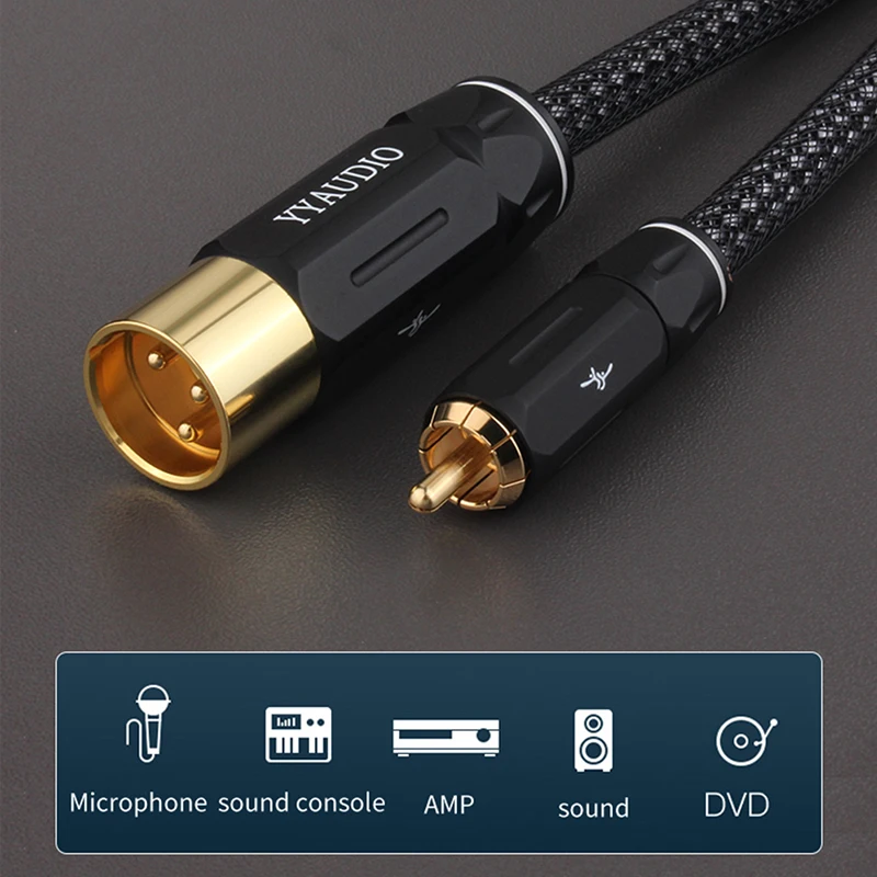 HIFI 2RCA do 2XLR kabel Audio do wzmacniacza głośnikowego kabel miksera Occ posrebrzany 2xlr kabel balansowy Xlr kabel męski na żeński