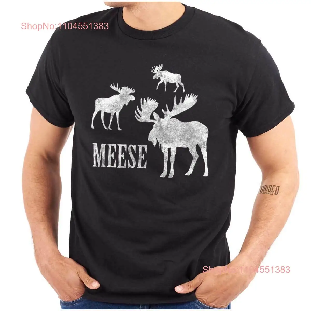 مضحك الحيوان نكتة موس Plural Meese الفكاهة المرأة أو رجل Crewneck تي شيرت المحملة