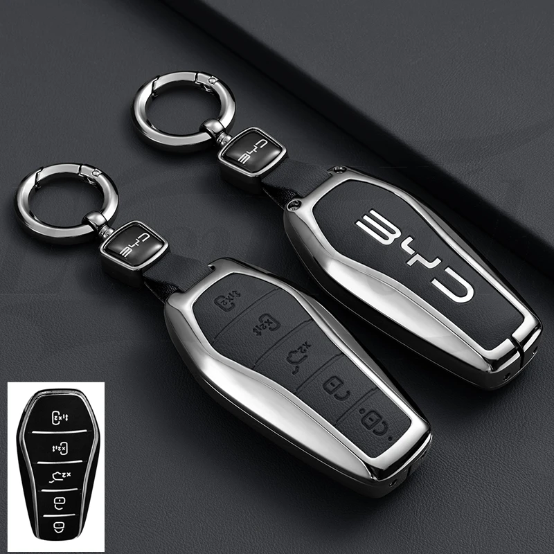 سيارة سبائك الزنك الجلود مفتاح القضية غطاء ل BYD سونغ زائد اتو هان EV تانغ DM تشين ختم دولفين حقيبة مفاتيح الحقيبة المحفظة المنظم #3