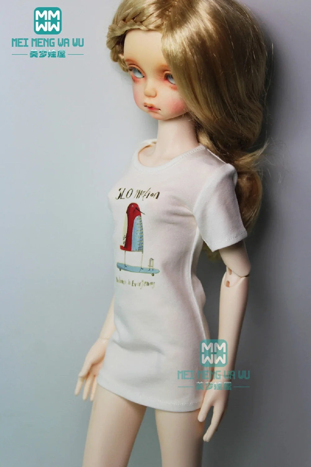 Se adapta a muñecas BJD de 1/4, ropa de moda MSD, camiseta informal larga con estampado, regalo
