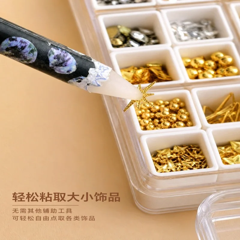 1/3/5/10 Stück Nagelkunst-Dotting-Stift, Strass-Picker, selbstklebender Wachsstift, kontaktloses Aufnahmewerkzeug für Edelstein-Accessoires – Detail 8