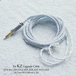 KZ Cable For ZEX Pro CRN ZAX ASX ZSX AST ZS10 ZAS OCC 2.5 3.5mm With MIC 16 Core Earphones Silver Plated Upgrade 4.4mm Balance