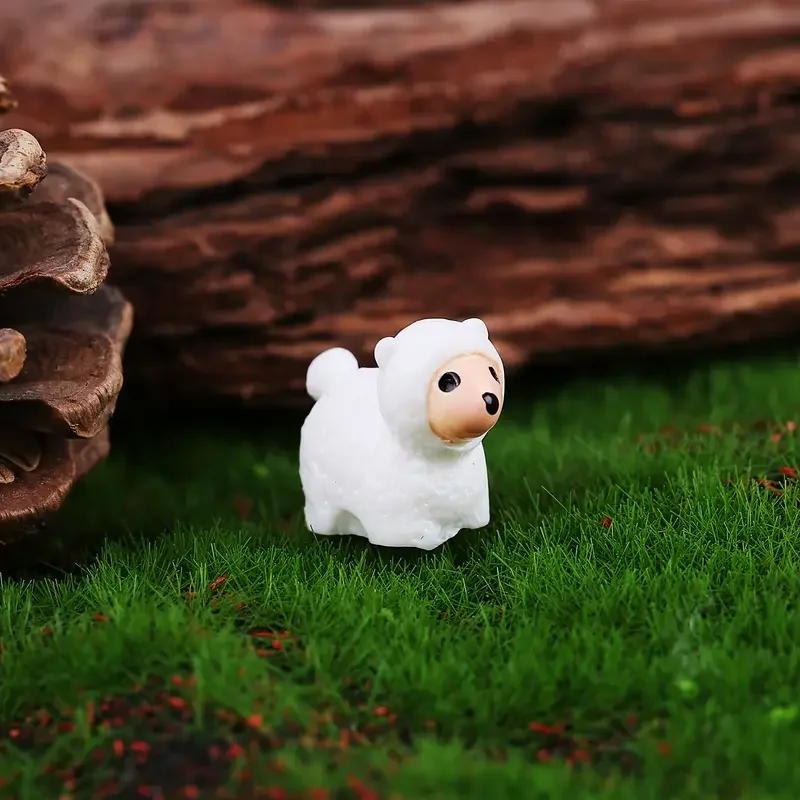 5/10pcs Mini Resin White Lamb Figurines, Miniature Animal Decorations for Fairy Gardens and Micro Landscape DIY Crafts