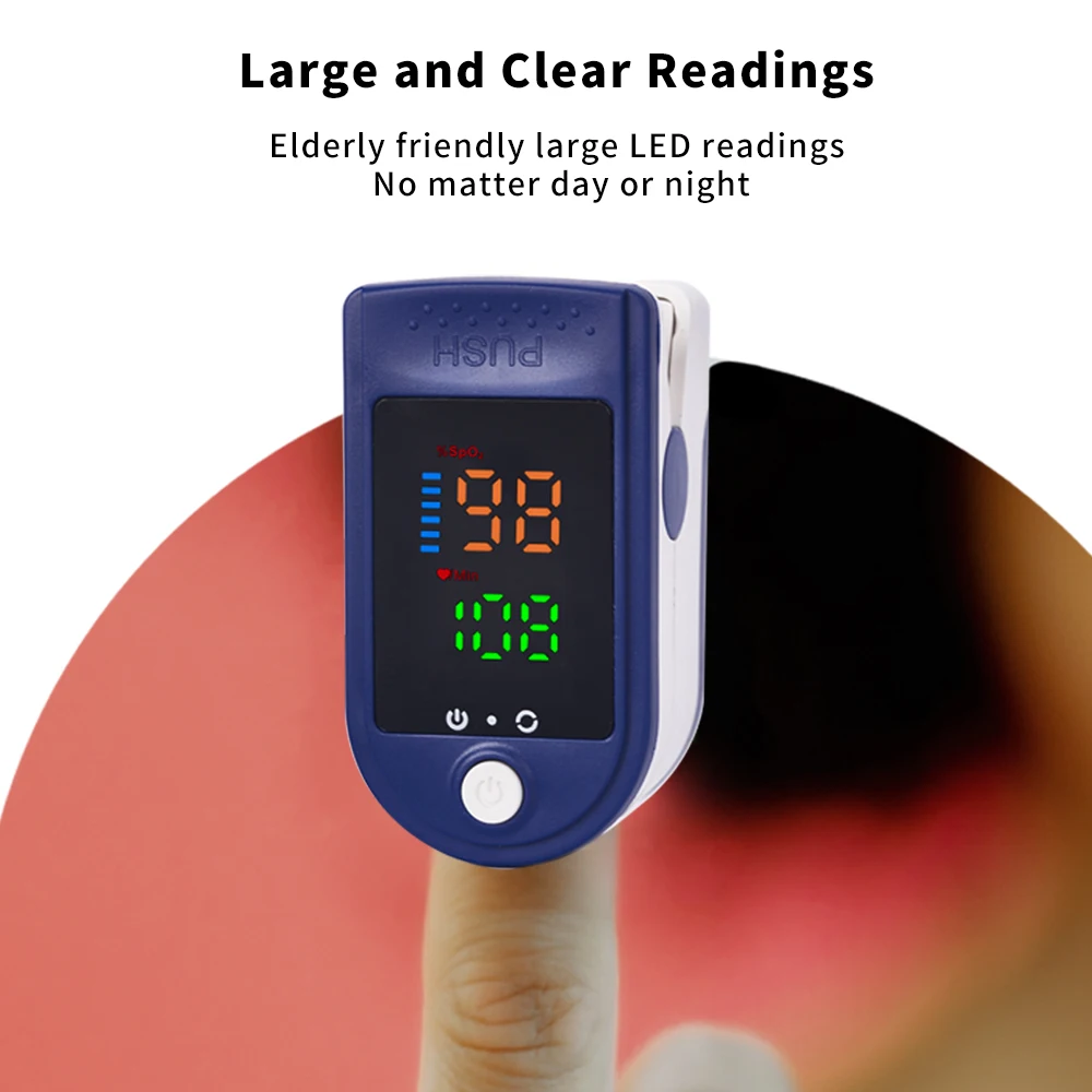 AiQUE 4 Colors Oximeter Portable Fingertip Pulse Blood Oxygen Saturation Monitor LED Display Fingertip Oximeter Testing SPO2