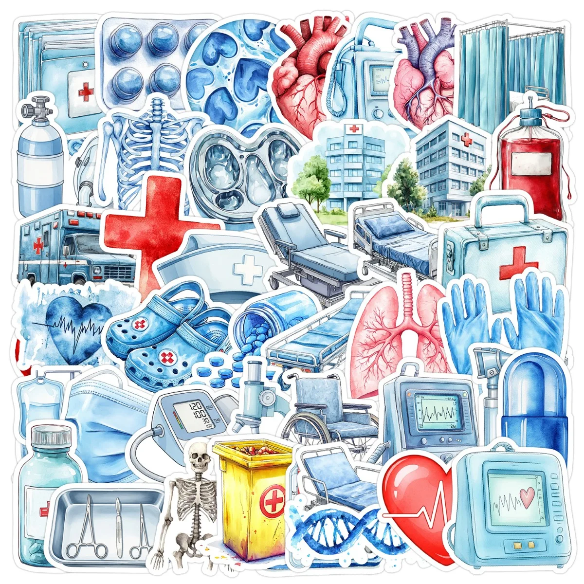

10/25/50pcs Cartoon Medical Graffiti Stickers for DIY Waterproof Decor Stationery Travel Luggage Water Bottle Phone Laptop