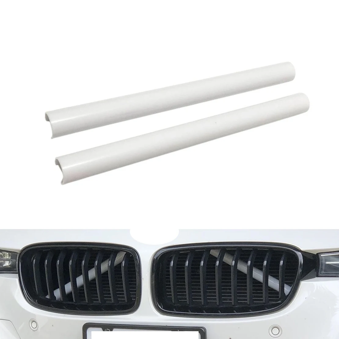 

2Pcs V Brace Front Grille Trim Strips Cover Grill Bar White Fit for BMW 1 2 3 4 5 6 7 Series F20 F21 F22 F23 F30 F31 F25 F26 G05