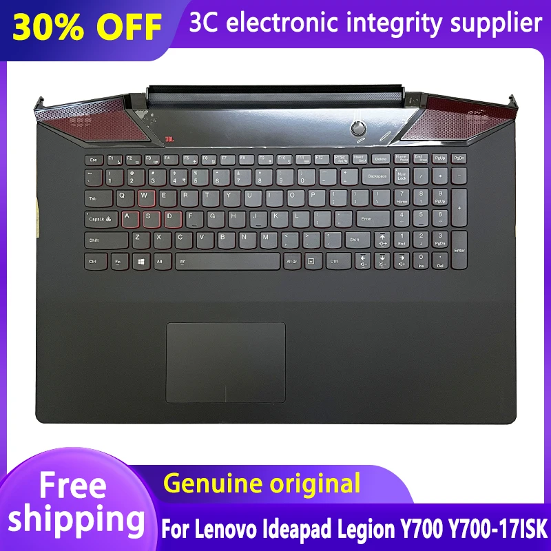 teclado dos eua para lenovo ideapad legion laptop case palmrest tampa superior backlight y700 y70017isk 5cb0k37600 novo original 01