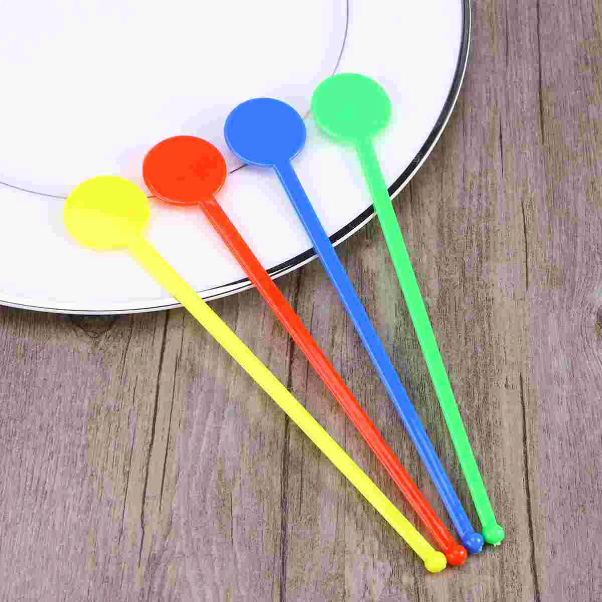 

80 Pcs Juice Stirrers Beverage Cocktail Drink Round Food Acrylic Swizzle Stick Colorful