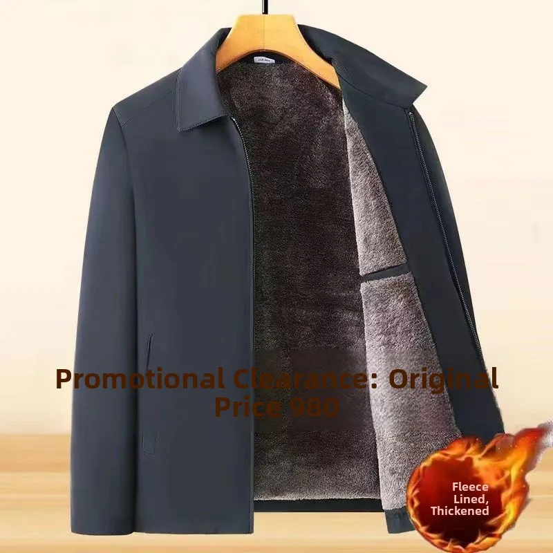 

New 2025 Men's Casual Thiened Fce Lined Winter Jaet Dad Coat Middle Aged And ly Top Quali Cotton Clothes