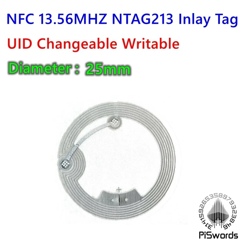 25MM NFC 13.56Mhz Ntag215 Ntag213 Ntag216  N213 N215 N216 UID Changeble Writable  25mm Inlay Tag Stickers