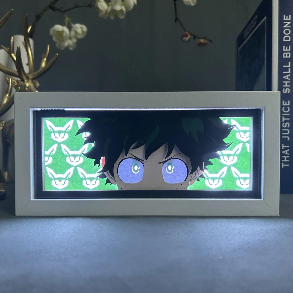 Imagem -04 - Hero Academia Anime Decoração Light Box Manga Papercut Lâmpada para Quarto das Crianças Izuku Lightbox Iluminação para Jogos Decoração do Quarto my