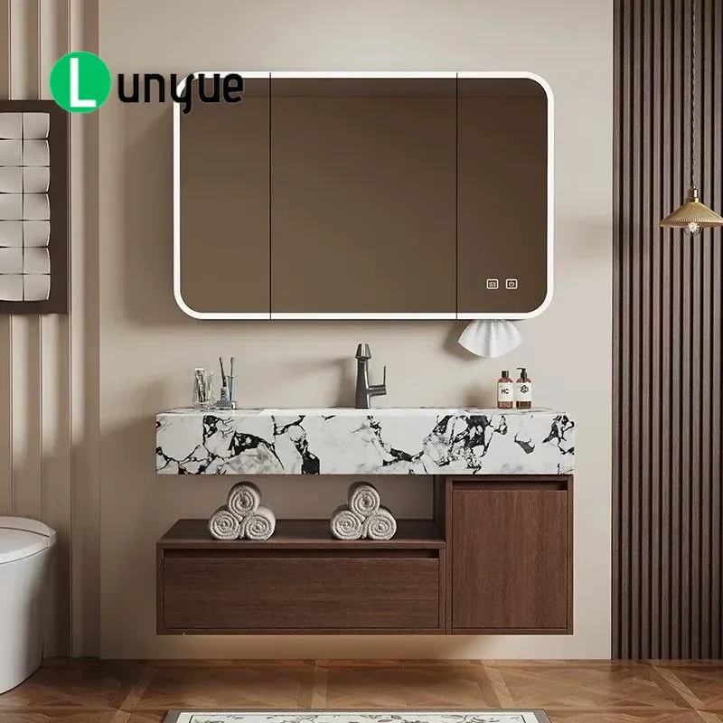 New Chinese Medieval Style Bathroom Cabinet with Integrated Washbasin Vanity Unit Sink Combo for Modern Home Bath Decor