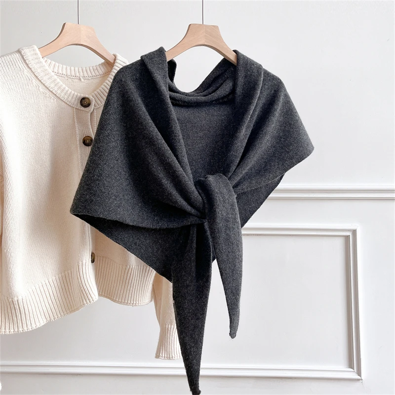 جديد وشاح محبوك المرأة 100% الصوف الشتاء الأوشحة الدافئة مشرق بلون تصميم سميكة شال لينة مثلث الباشمينا الرقبة 2025 #6