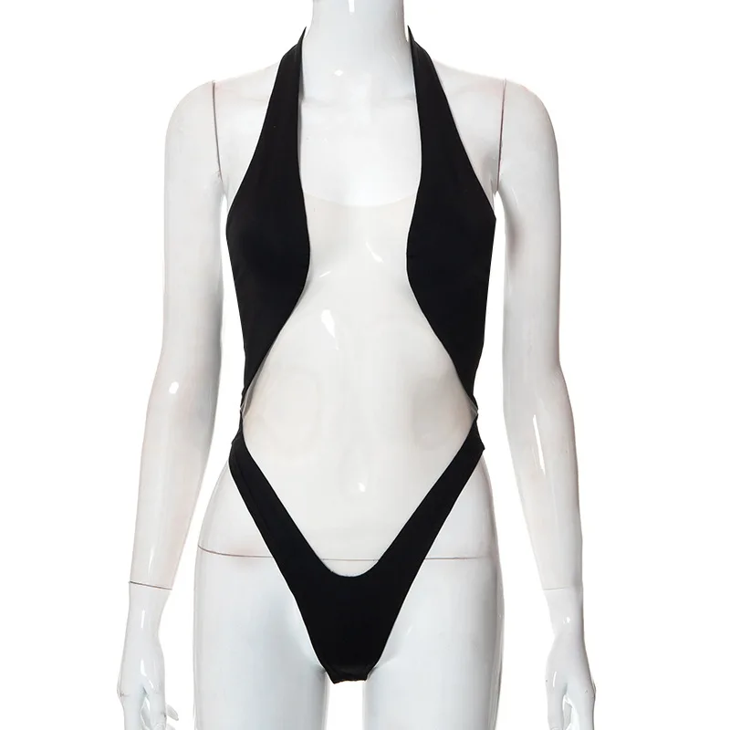 Body transparente y Sexy para mujer, lencería sin mangas de una pieza, corsé montado en el cuello, Top, tendencias de moda de verano, ropa