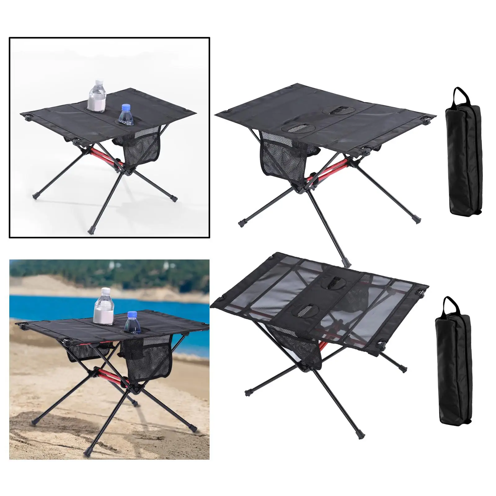 Folding Camping Table Aluminum W/ Storage Bag with Mesh Layer Outdoor