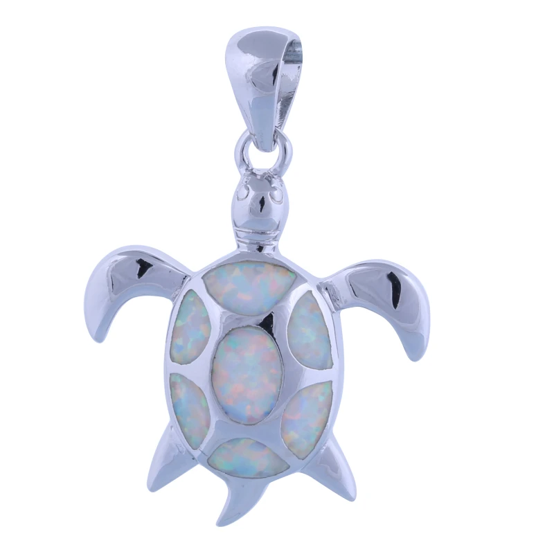 

JLP905 Simple Silver Plated White Sea Turtle Pendant Necklace Opal Fine Jewelry for Women Gifts