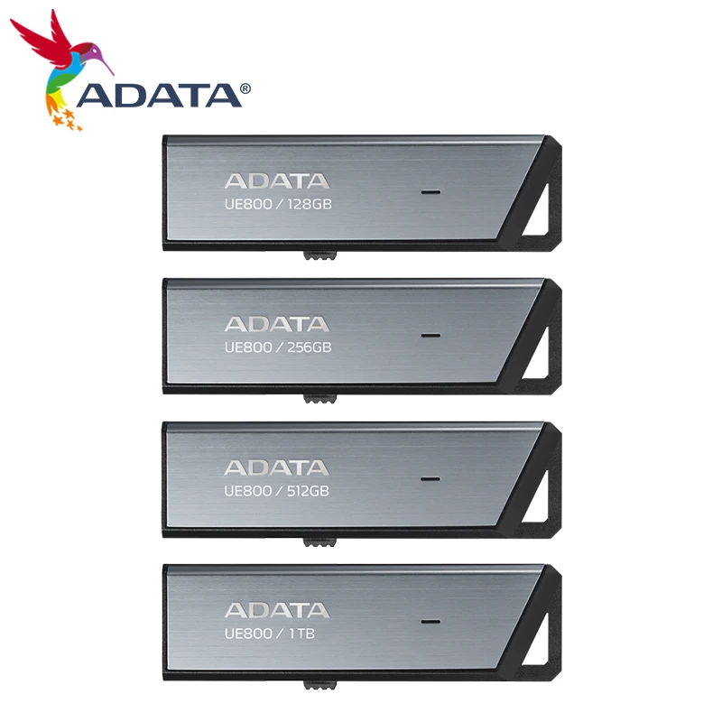 Original ADATA Elite UE800 Type-C USB Flash Drive 128GB 256GB 512GB 1TB USB3.2 Gen 2 Metal Pendrive Up to 1000Mb/s Pendrive USB