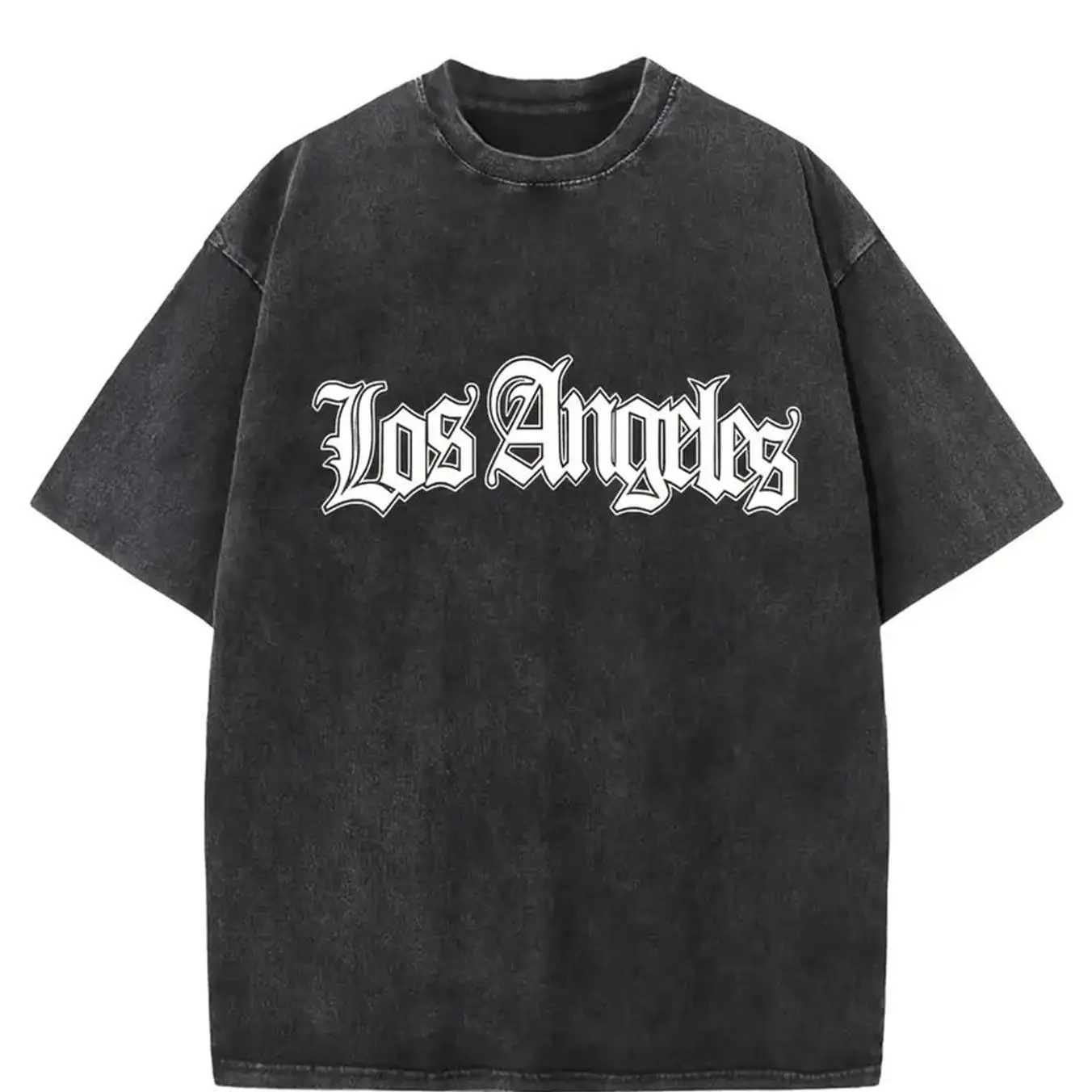 

Los Angeles T-shirt, Vintage Washed Oversized Tee, Men's Retro Gothic Font Graphic Tops, California Streetwear Outfits
