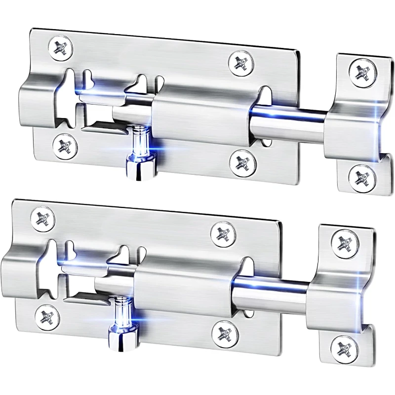 Thick 201 Stainless Steel Surface‑Mount Door Bolt Latch, Old‑Style Slide Lock for Gate, Bathroom and Toilet Door Hardware