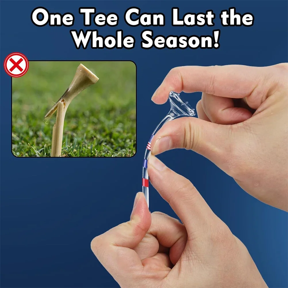 TINSOL 10 Stück lange Golf-Tees, unzerbrechlich, 83 mm, transparent, mit amerikanischer Flagge, reduziert Reibung und seitliches Drehmoment, Golf-Zubehör – Detail 11