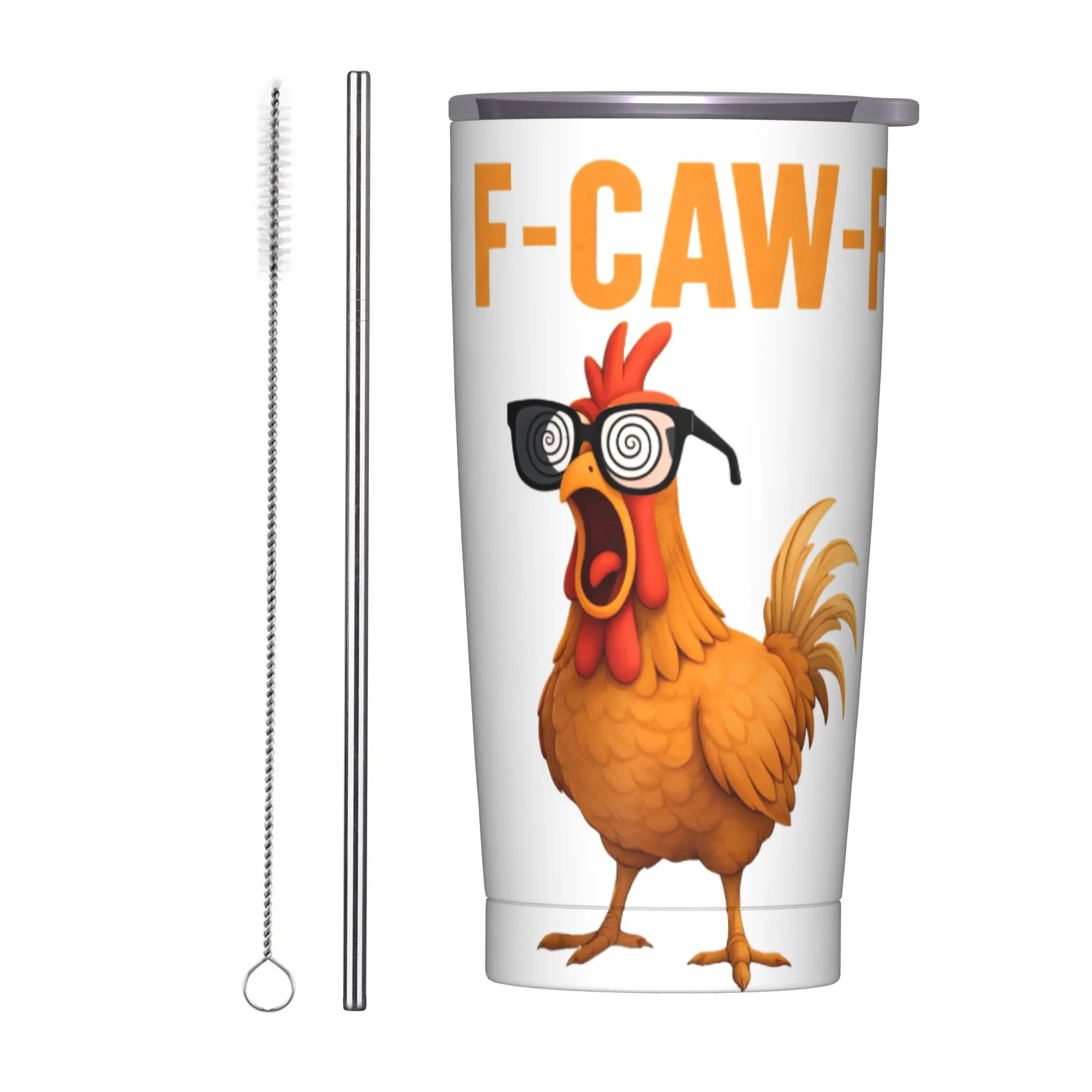 Stainless Steel Tumbler F Caw F Rooster Funny Bird Fcawf Chicken Mugs Cup With Straws Travel Cold and Hot Water Bottle Leakproof