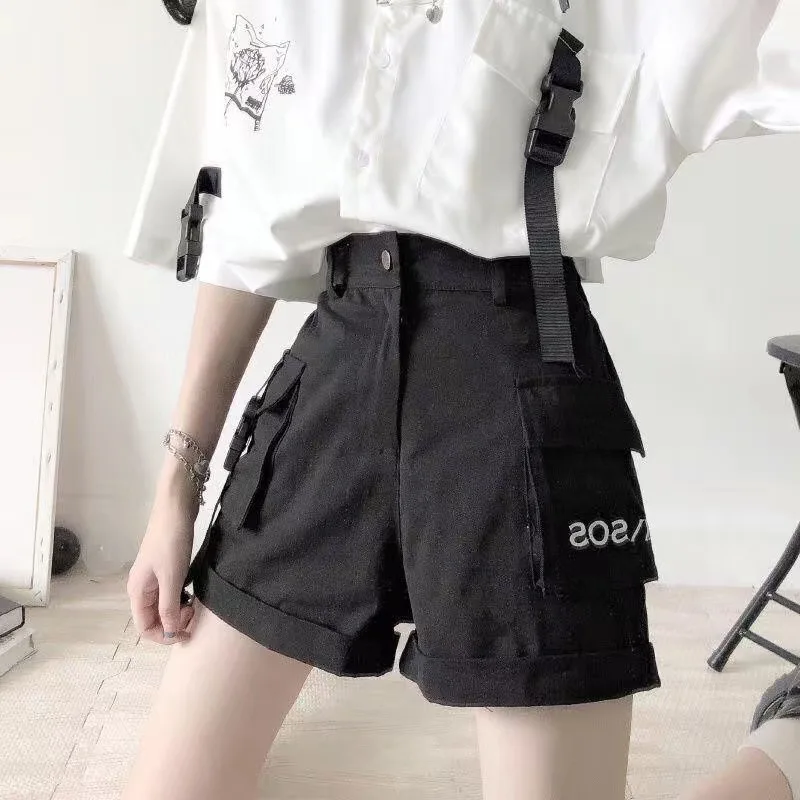 Top+shorts 2-piece Set for Summer New Loose Shirt +shorts 2000s Y2k Preppy Style Grils Clothing Set for Female Students Clothes