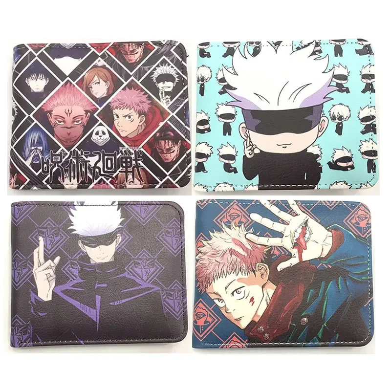 Jujutsu Kaisen Anime Foldable PU Coin Purse Men Children Bank ID Card Holder Card Clip Bag Cartoons Cosplay Clutch Wallet Gift