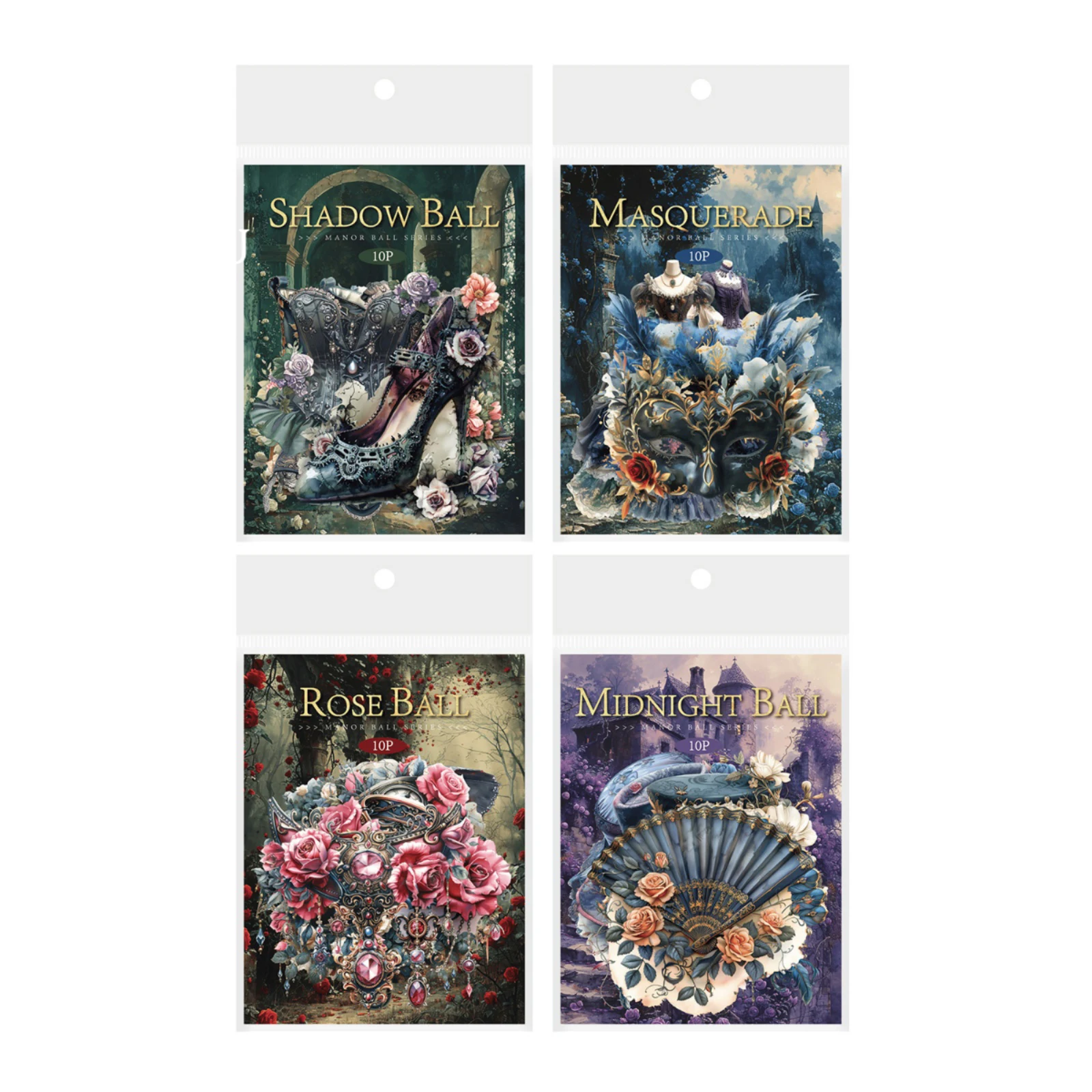 JIANWU Manor Ball Series Vintage Gothic Flower Material Collage PET Sticker Creative DIY Journal Scrapbooking Stationery