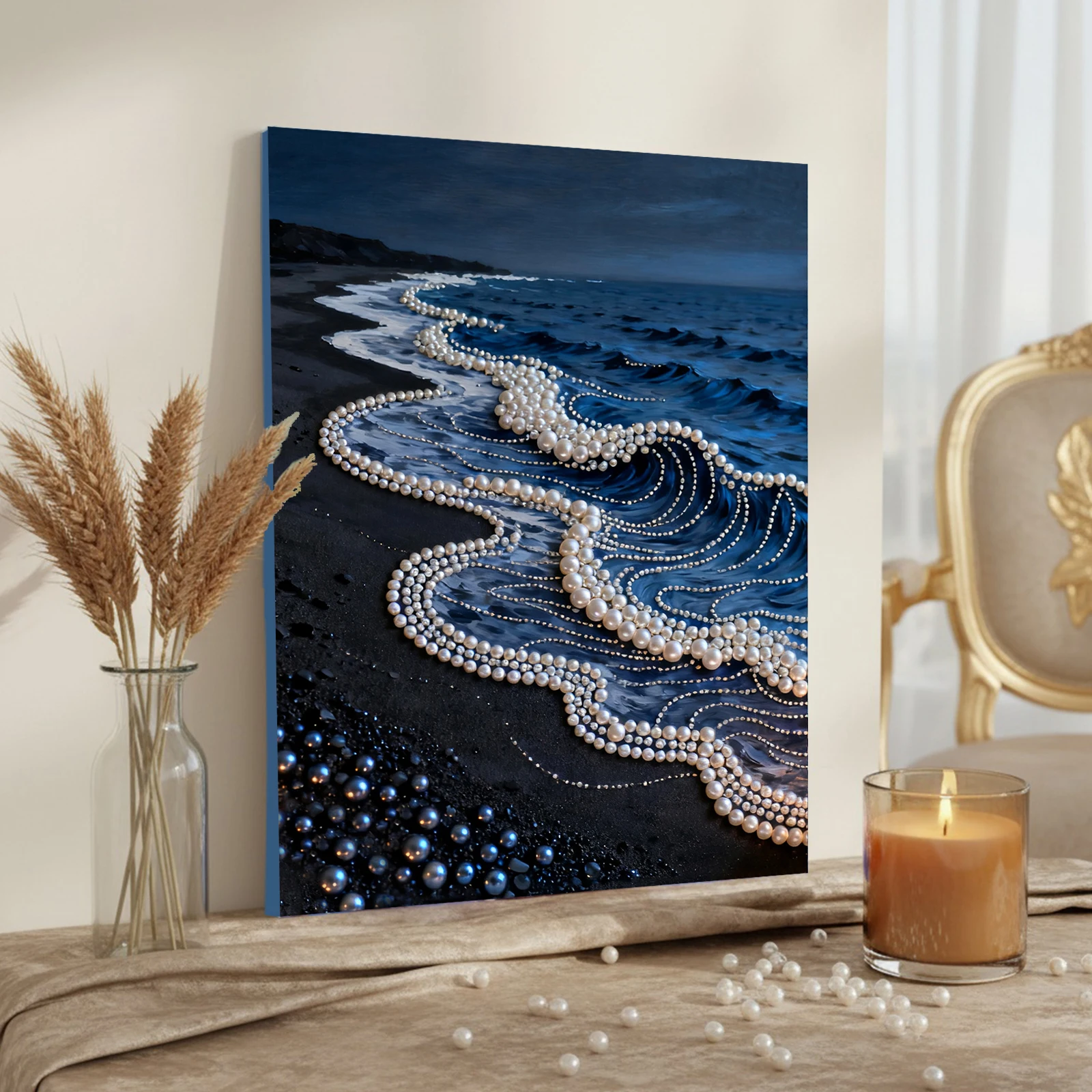 

Набор для рисования жемчужинами «Морские волны» для взрослых, декор для дома, 40x50 см, с рамкой