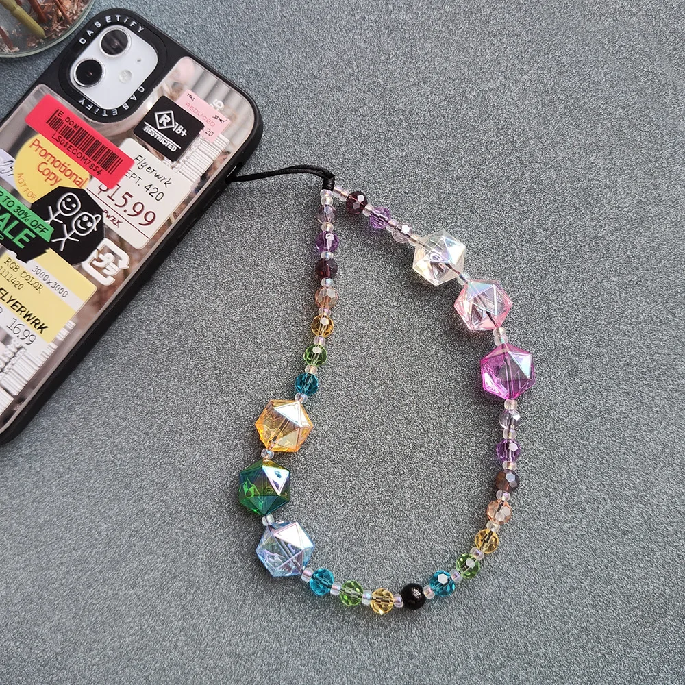 

HERLOOK 2023 New In Multicolor Big Crystal Phones Chain Y2K Style Phone Charm Telephone Jewelry Phone Straps Lanyard