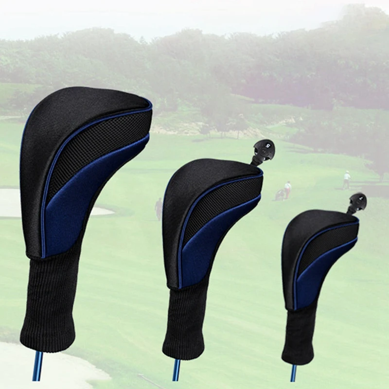 

Golf Club Set Head Set Wood Club Cover Breathable Mesh Fabric 1/3/5/ Cap Cover Head Cap Set Golf Parts
