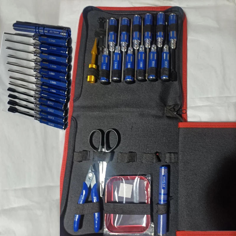 18 Piece Set of Tool Kit Hardware Aviation Model Tools Blue Hexagonal Handle High-speed Steel Phillips Screwdriver