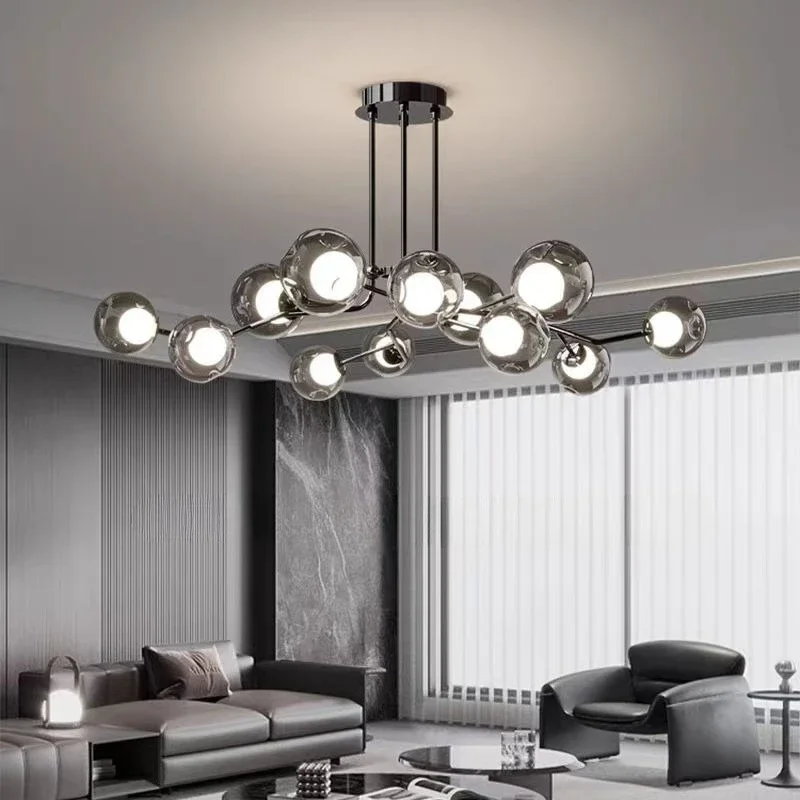 

SANDYHA Italian Minimalist Pendant Lights LED Chandelier with Glass Lampshade for Living Room Restaurant Decor Stylish Modern