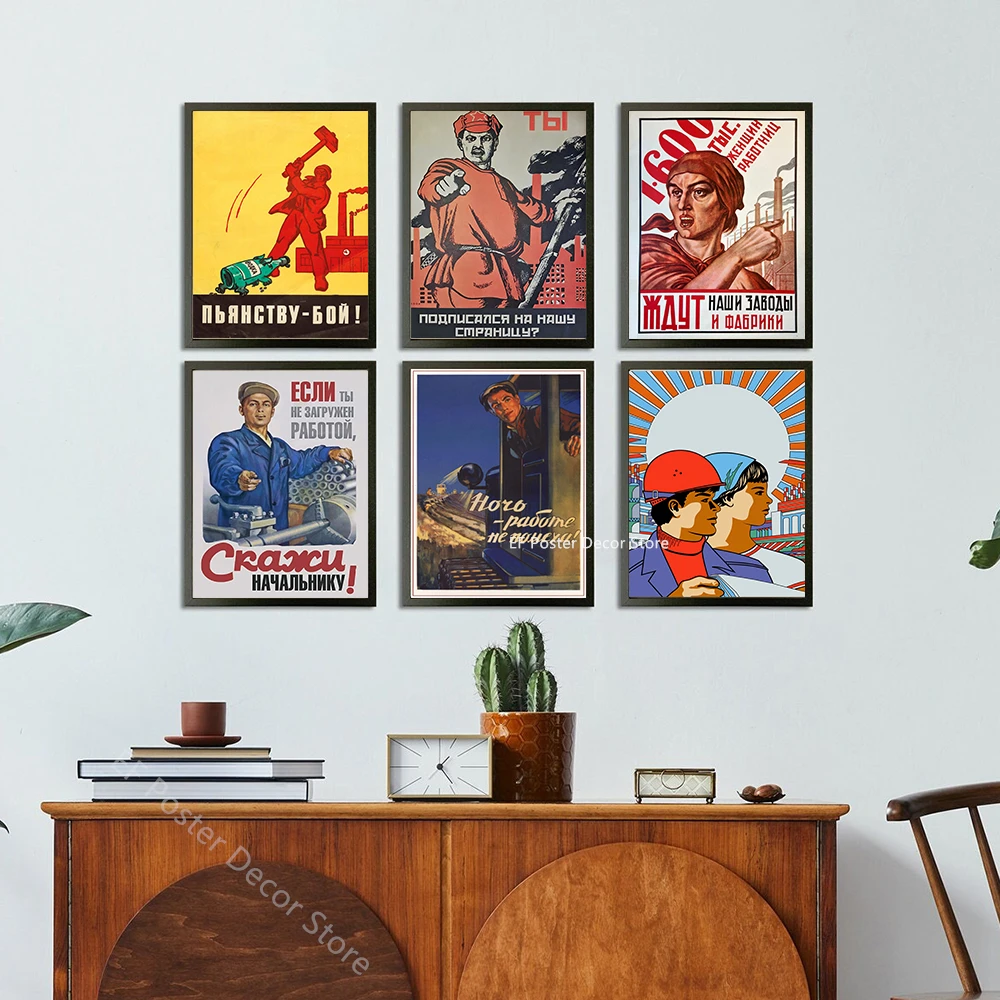 Russian Style Art Poster Stalin USSR CCCP Artwork Painting Aesthetic Prints Posters Home Decoration Room Office Dorm Wall Decors