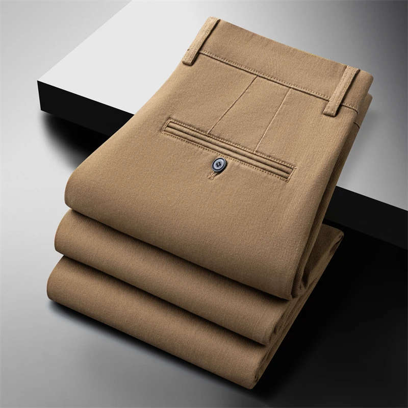 

Лиоцел повседневные брюки осень-зима прямые брюки свободные эластичные талии универсальные облегающие модные длинные брюки для мужчин