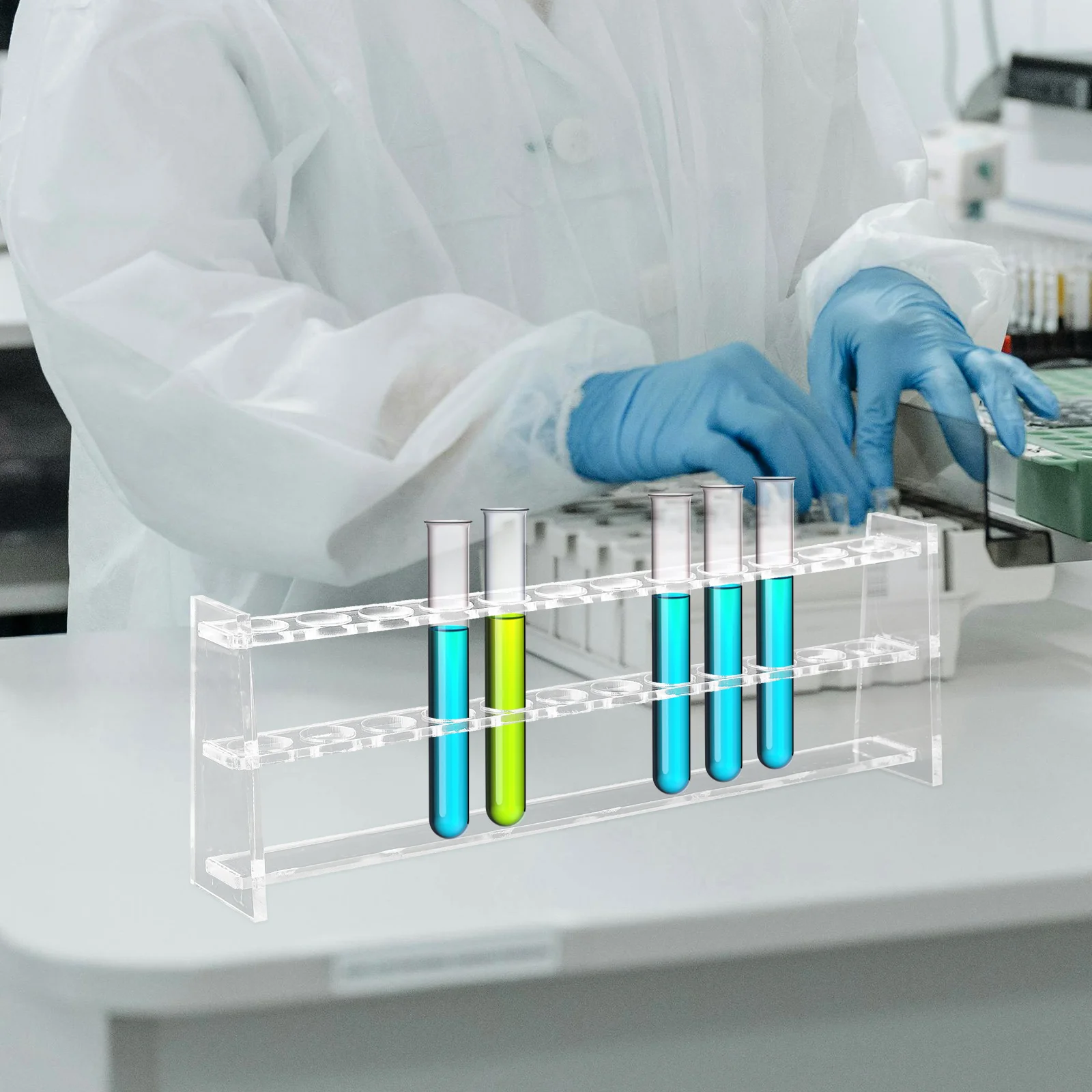 Rack de tubo de ensaio, equipamento de laboratório, suporte de tubo de amostra transparente para laboratório, tubos de rack transparentes resistentes e reutilizáveis