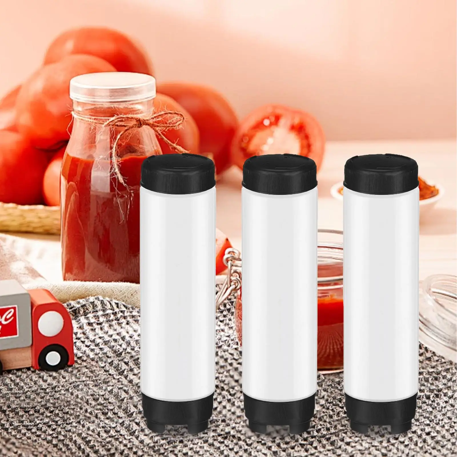 

3x Double Sided Ketchup Squeeze Bottles Storage Bottles for Catering Ketchup