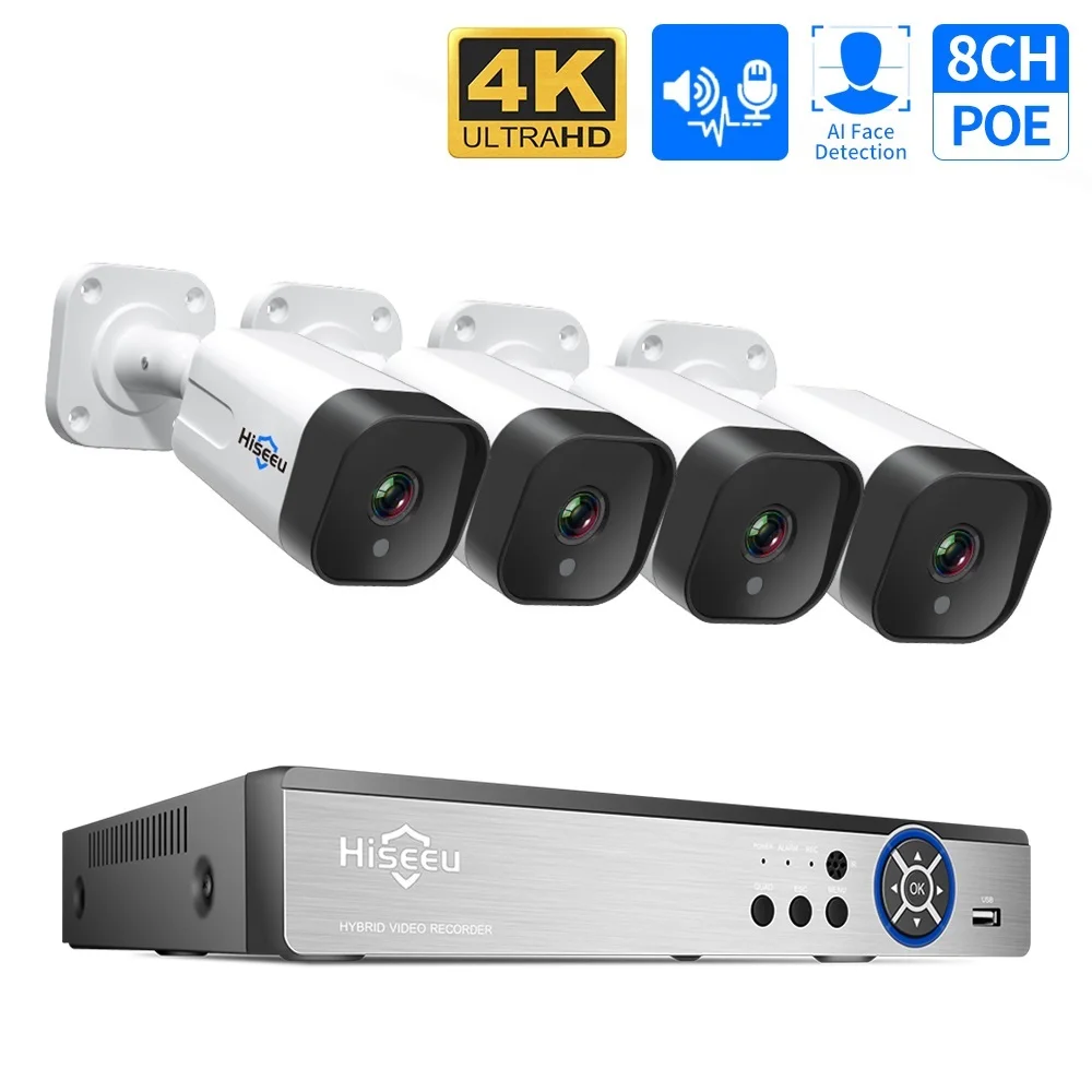 Go! 4K 8MP 5MP 3MP 8CH POE IP Surveillance Camera Security System Kit Set AI Face Detection Two-way Audio Smart CCTV HD NVR