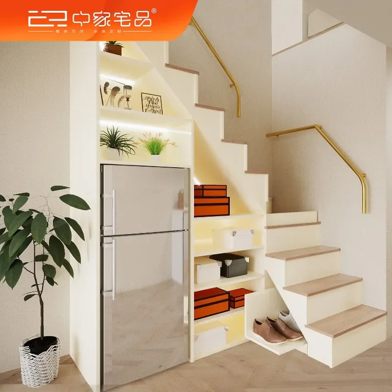 Original design duplex loft private custom integral staircase storage staircase custom under-ladder storage wardrobe shoe cabine
