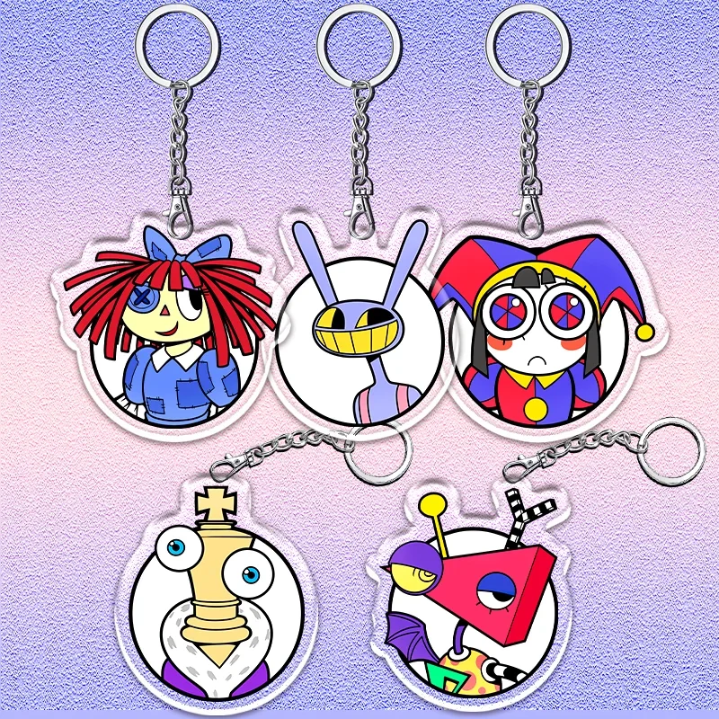 Llavero de acrílico de 12 cm de The Amazing Digital Circus, con diseño de Pomni, Jax y Gangle, colgante con patrón de doble cara, regalo divertido para festivales infantiles