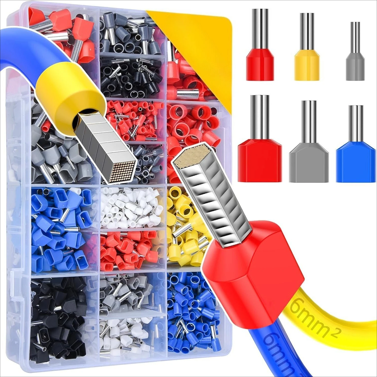 1200 PCS double line tube type pre insulated terminal wire card sleeve terminal fence type single and double line terminal kit