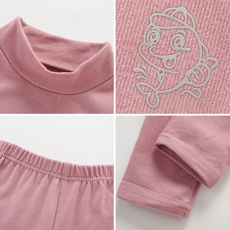 3-14 Years Kids Thermal Underwear 2-Piece Set Dolphin Print Double-Sided Fleece Top + Pants Boys Girls Autumn Winter Homewear view 6