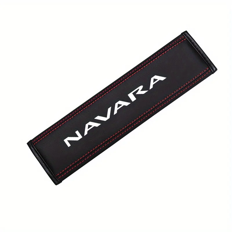 1pc PU Leather Embossed Car Seat Belt Shoulder Cover Decompression Comfort  Safety Belt Protective Cover for Nissan Navara view 3