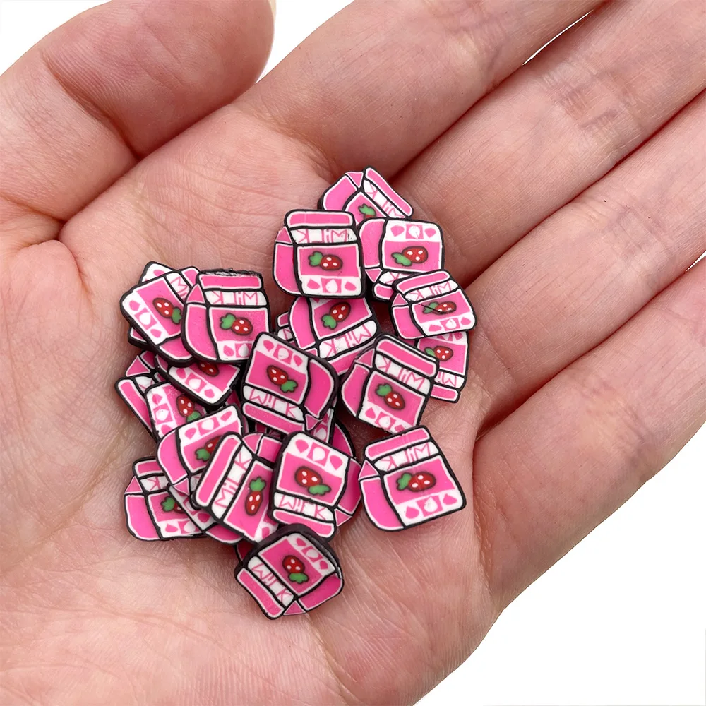 50g/lot Cute Strawberry Milk Box Slices Polymer Clay Sprinkles for Slime Filling Decoration DIY Scrapbooking Crafts Making 1cm